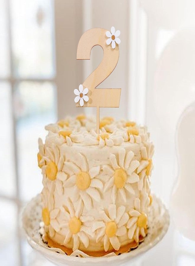 Incrizma Daisy Cake Topper For Birthday - Daisy Birthday Party Decor, Retro Groovy Birthday, Boho First Birthday, Wooden Cake Decorating Supplies, Anniversary (Daisy 2 Cake Topper) - Image 4